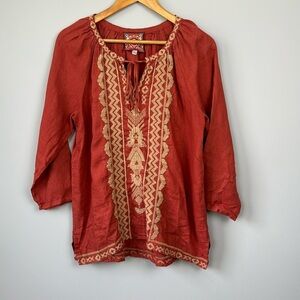 Johnny Was Embroidered Peasant Top. Size Medium.